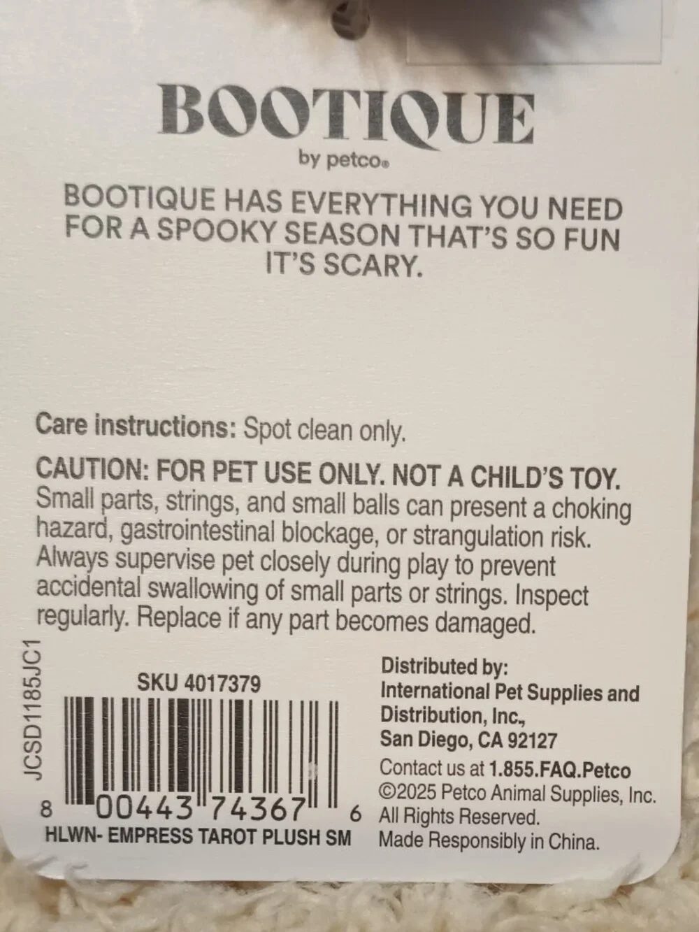 NEW! A Pair of Bootique Dog Tarot Plush Crinkle Dog Toys (Each with a squeaker)